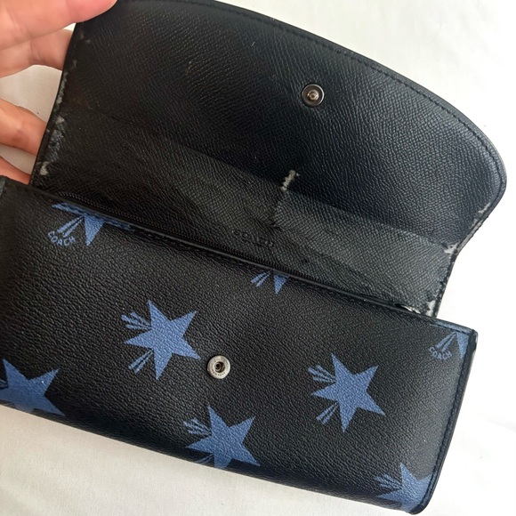 Coach Black Wallet with Blue Star Design - Picture 3 of 5